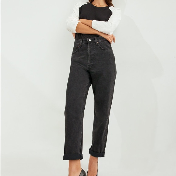 Aritizia Denim Forum The Boyfriend High Rise Loose 28L | Black Eyeliner Size 26 - Picture 10 of 10